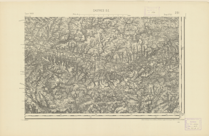 (N:22515) CARTE DE FRANCE - CASTRES S.E. (B0019110) Carte e stampe antiche: riproduzione a colori su carta (formato A2)