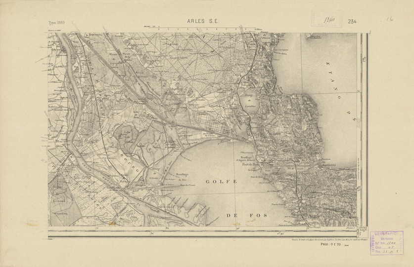 (N:22527) CARTE DE FRANCE - ARLES S.E. (B0019122) Carte e stampe antiche: riproduzione a colori su carta (formato A2)
