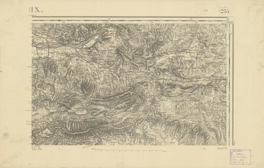 (N:22530) CARTE DE FRANCE - AIX (B0019125) Carte e stampe antiche: riproduzione a colori su carta (formato A2)