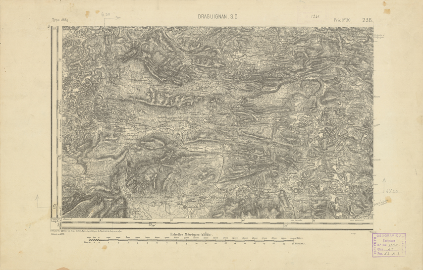 (N:22535) CARTE DE FRANCE - DRAGUIGNAN S.O. (B0019130) Carte e stampe antiche: riproduzione a colori su carta (formato A2)