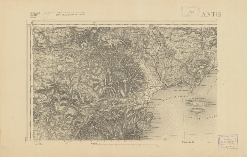 (N:22537) CARTE DE FRANCE - ANTIBES (B0019132) Carte e stampe antiche: riproduzione a colori su carta (formato A2)