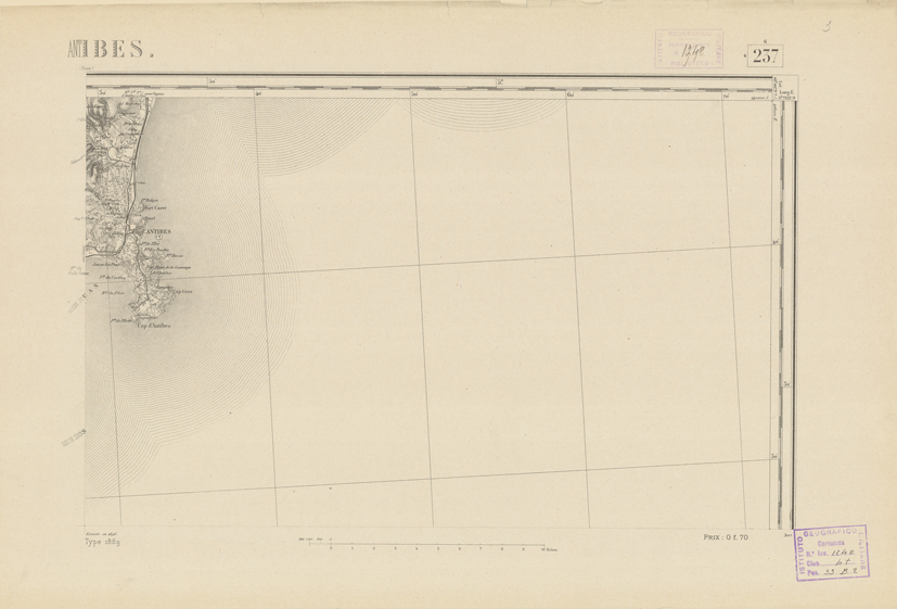 (N:22538) CARTE DE FRANCE - ANTIBES (B0019133) Carte e stampe antiche: riproduzione a colori su carta (formato A2)