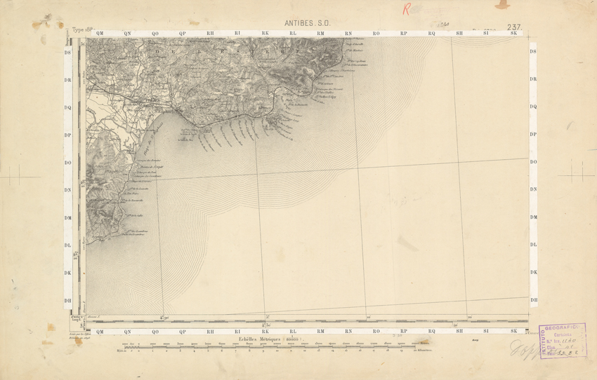 (N:22539) CARTE DE FRANCE - ANTIBES S.O. (B0019134) Carte e stampe antiche: riproduzione a colori su carta (formato A2)