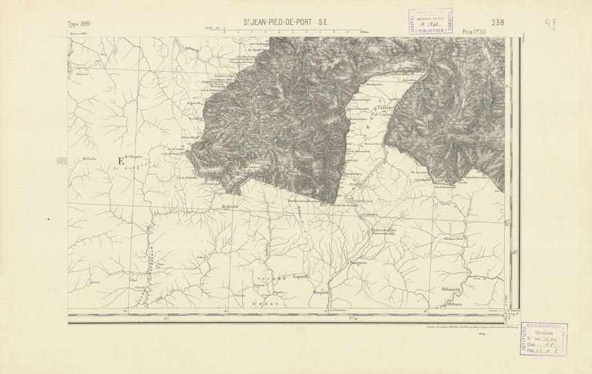 (N:22541) CARTE DE FRANCE - SAINT JEAN PIED DE PORT S.E. (B0019136) Carte e stampe antiche: riproduzione a colori su carta (formato A2)