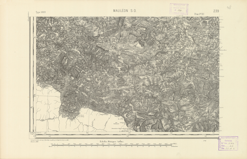 (N:22546) CARTE DE FRANCE - MAULEON S.O. (B0019141) Carte e stampe antiche: riproduzione a colori su carta (formato A2)
