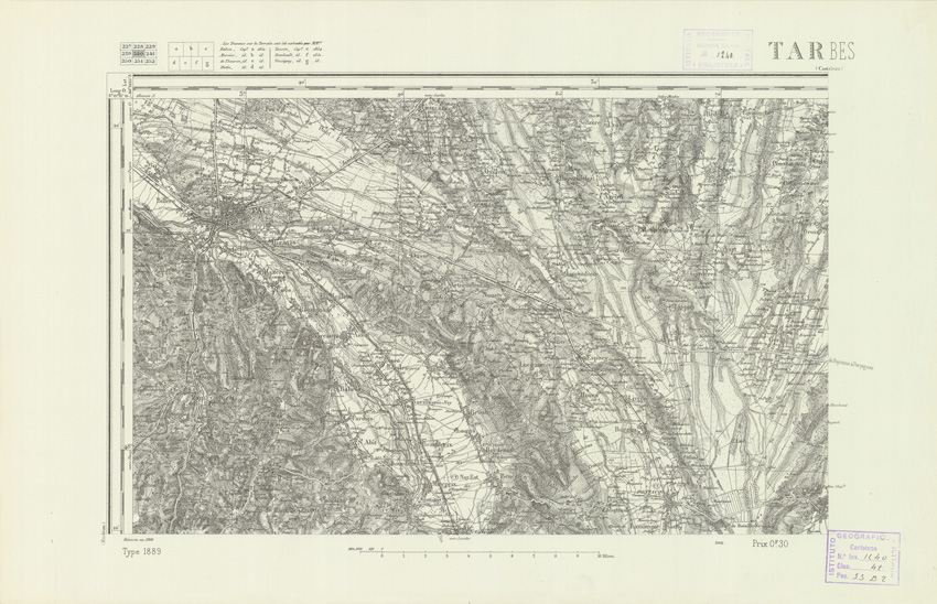(N:22547) CARTE DE FRANCE - TARBES (B0019142) Carte e stampe antiche: riproduzione a colori su carta (formato A2)