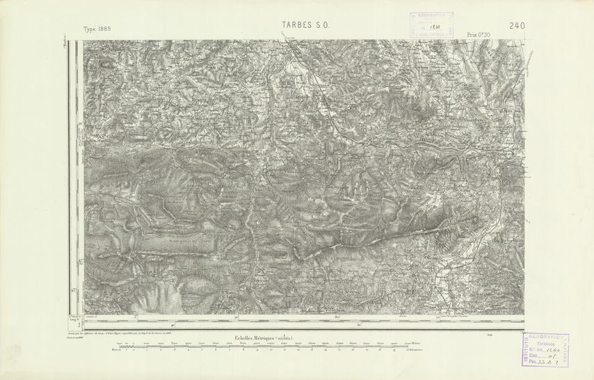 (N:22548) CARTE DE FRANCE - TARBES S.O. (B0019143) Carte e stampe antiche: riproduzione a colori su carta (formato A2)