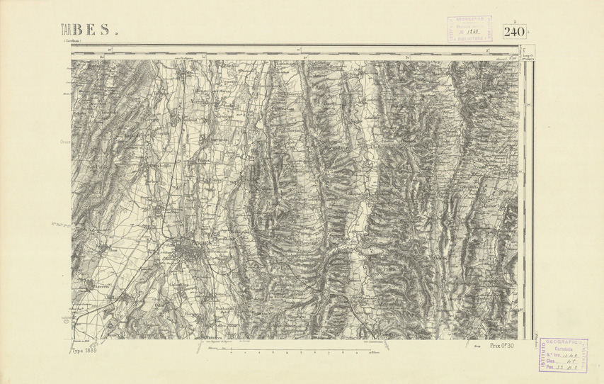 (N:22550) CARTE DE FRANCE - TARBES (B0019145) Carte e stampe antiche: riproduzione a colori su carta (formato A2)