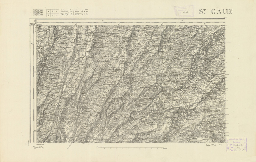(N:22551) CARTE DE FRANCE - SAINT GAUDENS (B0019146) Carte e stampe antiche: riproduzione a colori su carta (formato A2)