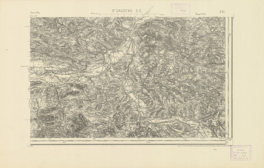 (N:22553) CARTE DE FRANCE - SAINT GAUDENS S.E. (B0019148) Carte e stampe antiche: riproduzione a colori su carta (formato A2)