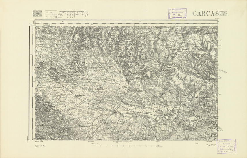 (N:22559) CARTE DE FRANCE - CARCASSONNE (B0019154) Carte e stampe antiche: riproduzione a colori su carta (formato A2)