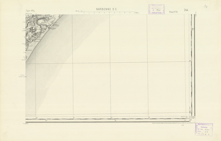 (N:22565) CARTE DE FRANCE - NARBONNE S.E. (B0019160) Carte e stampe antiche: riproduzione a colori su carta (formato A2)
