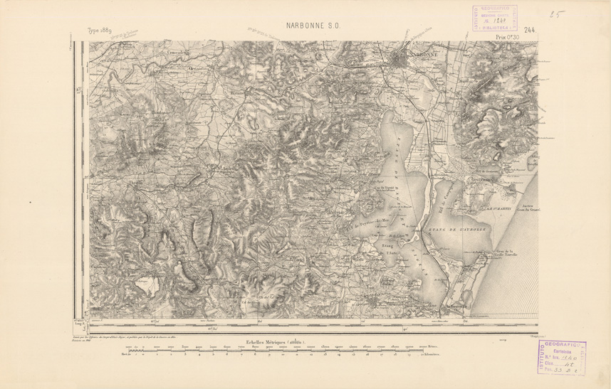 (N:22566) CARTE DE FRANCE - NARBONNE S.O. (B0019161) Carte e stampe antiche: riproduzione a colori su carta (formato A2)