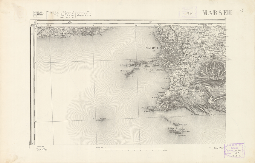 (N:22570) CARTE DE FRANCE - MARSEILLE (B0019165) Carte e stampe antiche: riproduzione a colori su carta (formato A2)