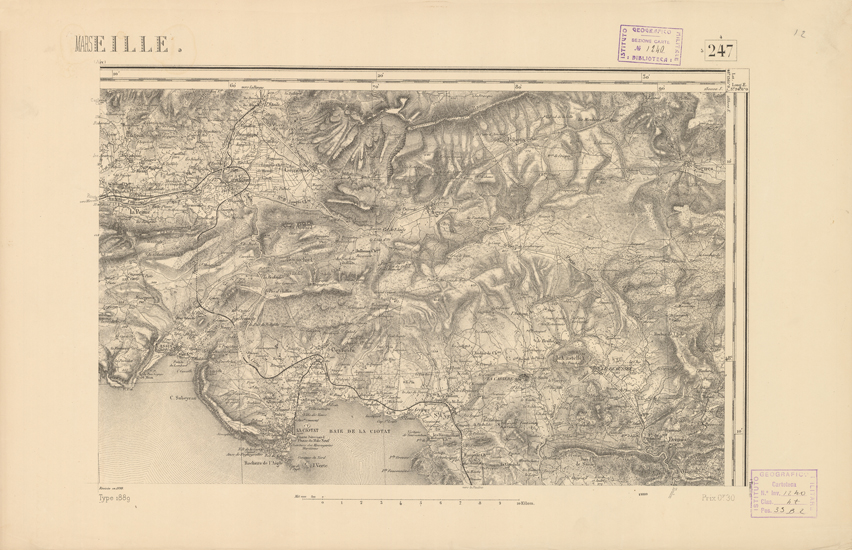 (N:22571) CARTE DE FRANCE - MARSEILLE (B0019166) Carte e stampe antiche: riproduzione a colori su carta (formato A2)