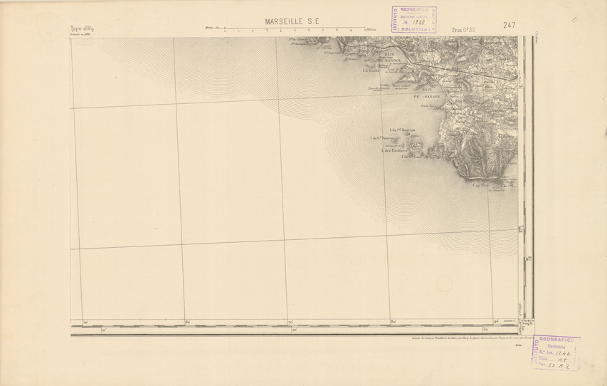 (N:22572) CARTE DE FRANCE - MARSEILLE S.E. (B0019167) Carte e stampe antiche: riproduzione a colori su carta (formato A2)