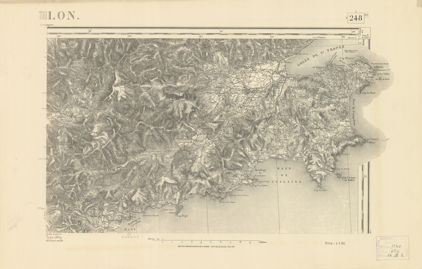 (N:22574) CARTE DE FRANCE - TOULON (B0019169) Carte e stampe antiche: riproduzione a colori su carta (formato A2)