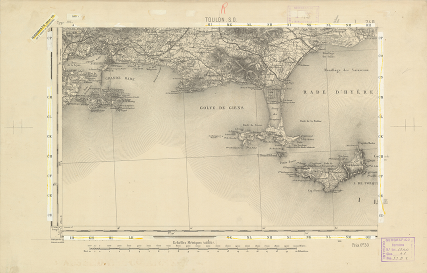 (N:22575) CARTE DE FRANCE - TOULON S.O. (B0019170) Carte e stampe antiche: riproduzione a colori su carta (formato A2)