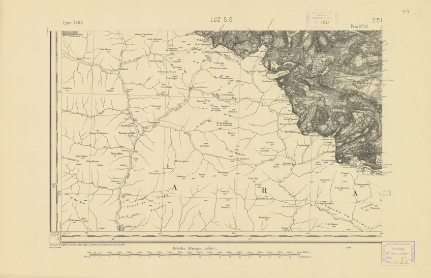 (N:22585) CARTE DE FRANCE - LUZ S.O. (B0019180) Carte e stampe antiche: riproduzione a colori su carta (formato A2)