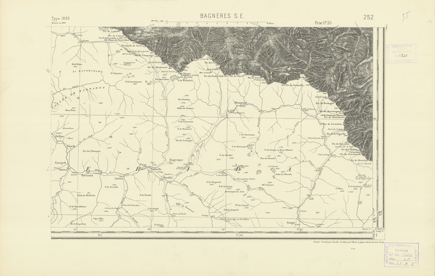(N:22587) CARTE DE FRANCE - BAGNERES S.E. (B0019182) Carte e stampe antiche: riproduzione a colori su carta (formato A2)
