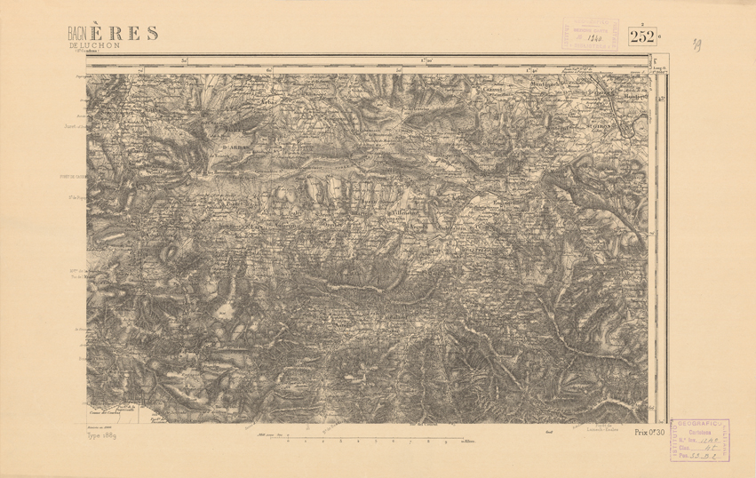 (N:22589) CARTE DE FRANCE - BAGNERES (B0019184) Carte e stampe antiche: riproduzione a colori su carta (formato A2)