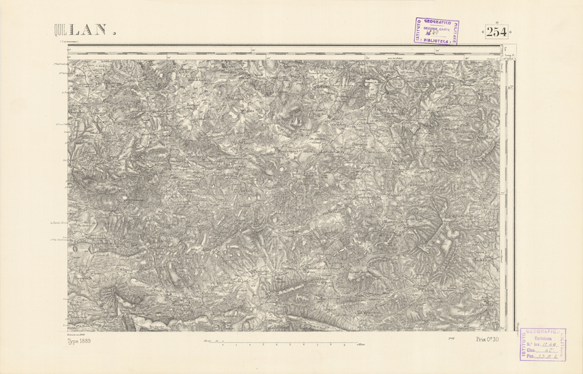(N:22595) CARTE DE FRANCE - QUILLAN (B0019190) Carte e stampe antiche: riproduzione a colori su carta (formato A2)