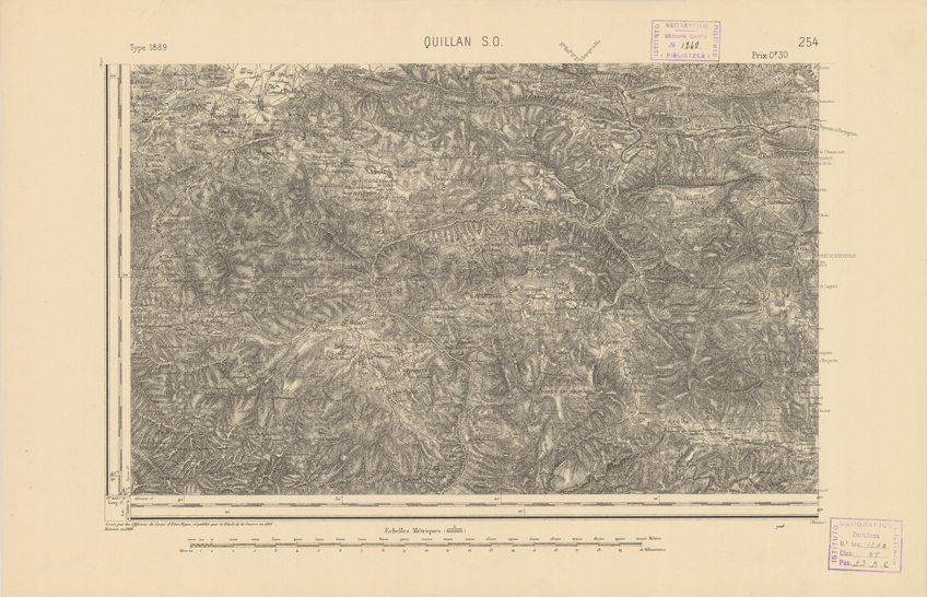 (N:22597) CARTE DE FRANCE - QUILLAN S.O. (B0019192) Carte e stampe antiche: riproduzione a colori su carta (formato A2)