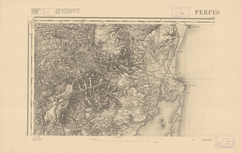 (N:22598) CARTE DE FRANCE - PERPIGNAN (B0019193) Carte e stampe antiche: riproduzione a colori su carta (formato A2)