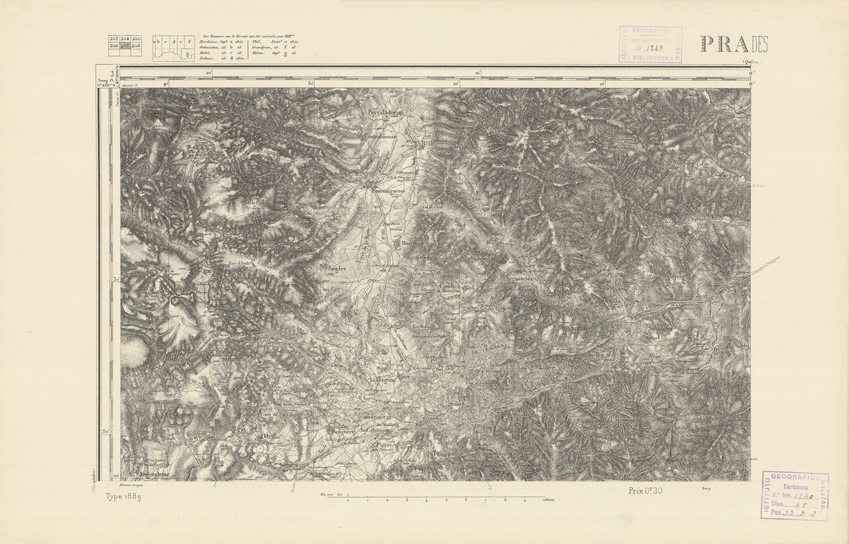 (N:22603) CARTE DE FRANCE - PRADES (B0019198) Carte e stampe antiche: riproduzione a colori su carta (formato A2)