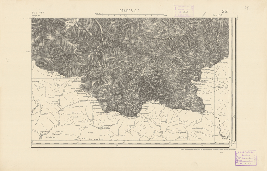 (N:22605) CARTE DE FRANCE - PRADES S.E. (B0019200) Carte e stampe antiche: riproduzione a colori su carta (formato A2)