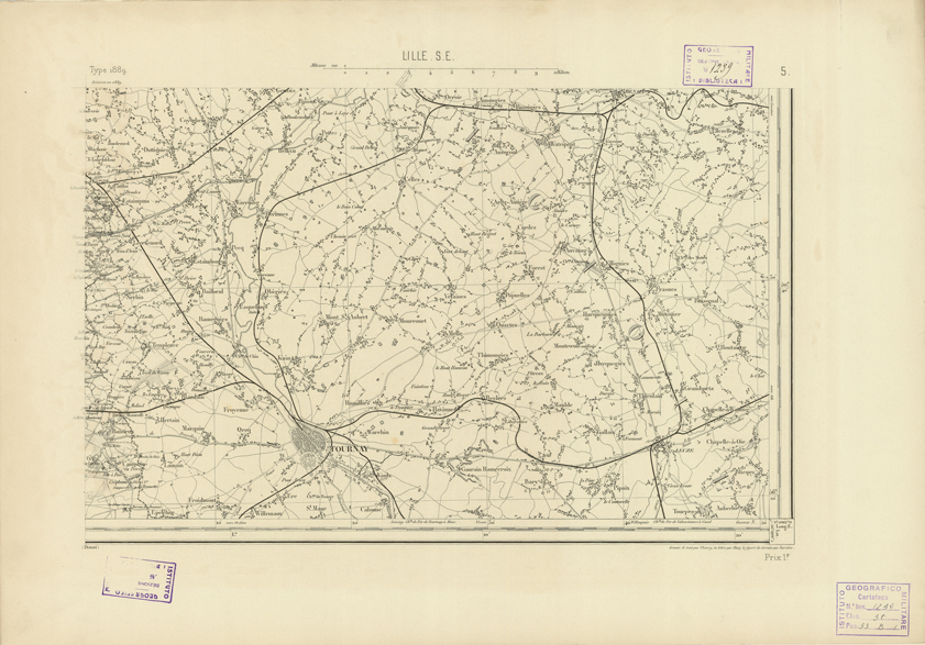 (N:22663) CARTE DE FRANCE - LILLE S.E. (B0019239) Carte e stampe antiche: riproduzione a colori su carta (formato A2)
