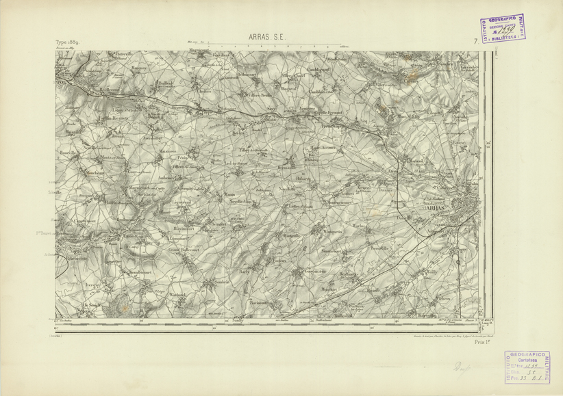 (N:22670) CARTE DE FRANCE - ARRAS S.E. (B0019246) Carte e stampe antiche: riproduzione a colori su carta (formato A2)
