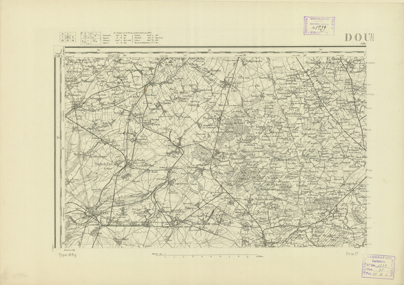 (N:22671) CARTE DE FRANCE - DOUAI (B0019247) Carte e stampe antiche: riproduzione a colori su carta (formato A2)