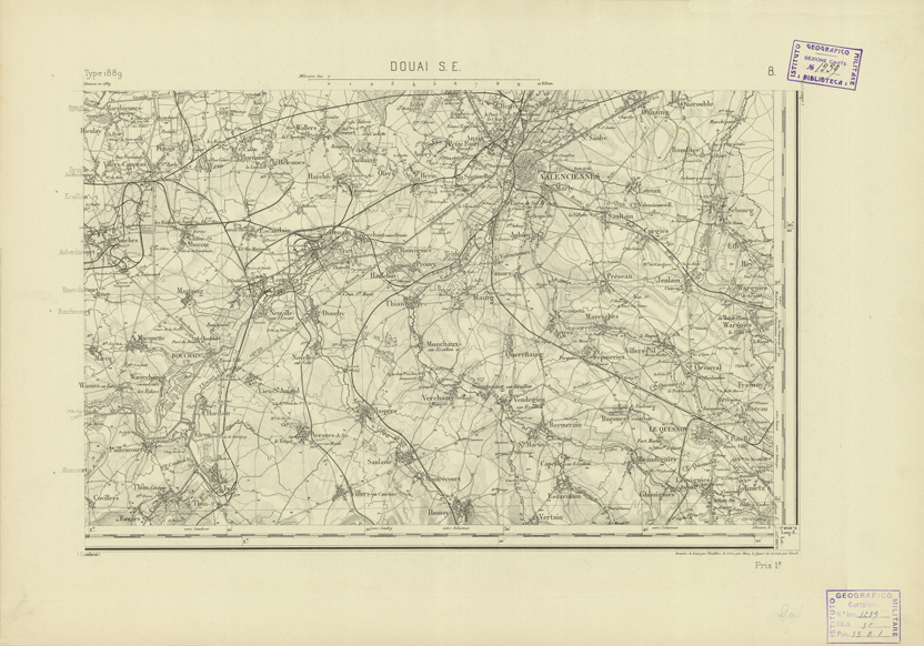 (N:22673) CARTE DE FRANCE - DOUAI S.E. (B0019249) Carte e stampe antiche: riproduzione a colori su carta (formato A2)