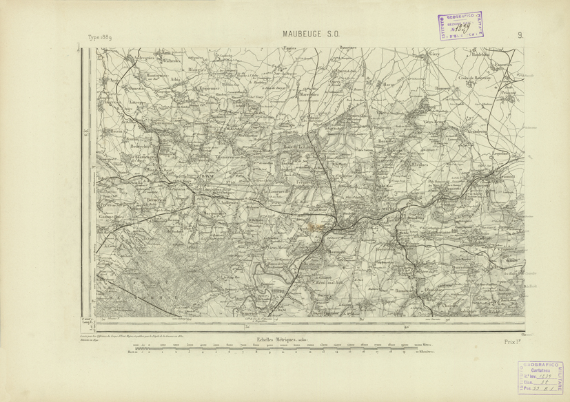 (N:22676) CARTE DE FRANCE - MAUBEUGE S.O. (B0019252) Carte e stampe antiche: riproduzione a colori su carta (formato A2)