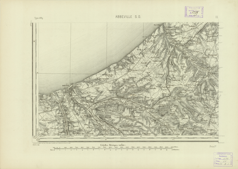 (N:22679) CARTE DE FRANCE - ABBEVILLE S.O. (B0019255) Carte e stampe antiche: riproduzione a colori su carta (formato A2)