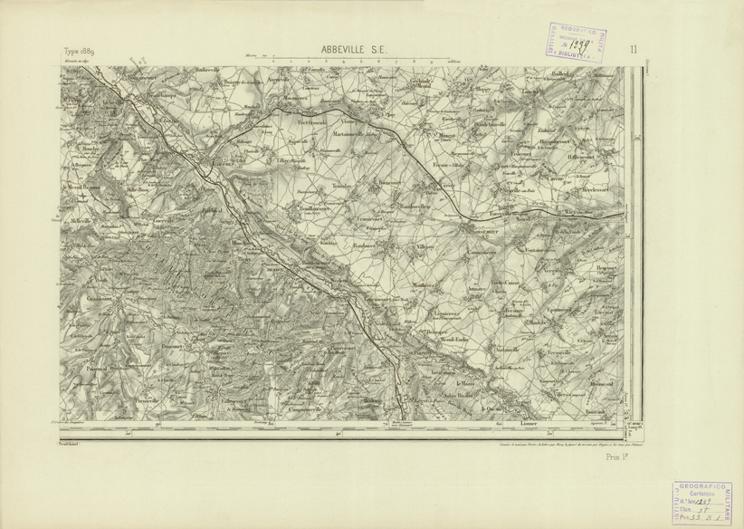 (N:22680) CARTE DE FRANCE - ABBEVILLE S.E. (B0019256) Carte e stampe antiche: riproduzione a colori su carta (formato A2)