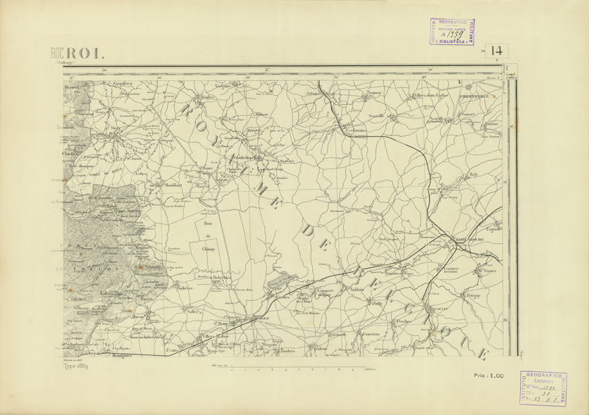 (N:22689) CARTE DE FRANCE - ROCROI (B0019266) Carte e stampe antiche: riproduzione a colori su carta (formato A2)