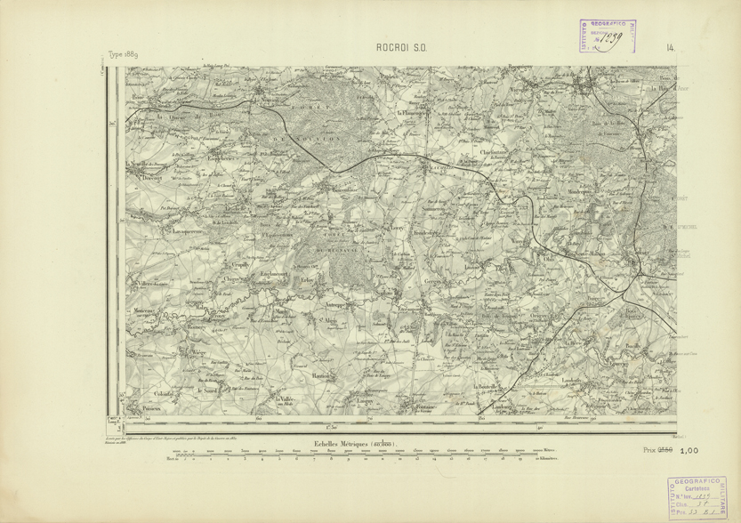 (N:22691) CARTE DE FRANCE - ROCROI S.O. (B0019268) Carte e stampe antiche: riproduzione a colori su carta (formato A2)