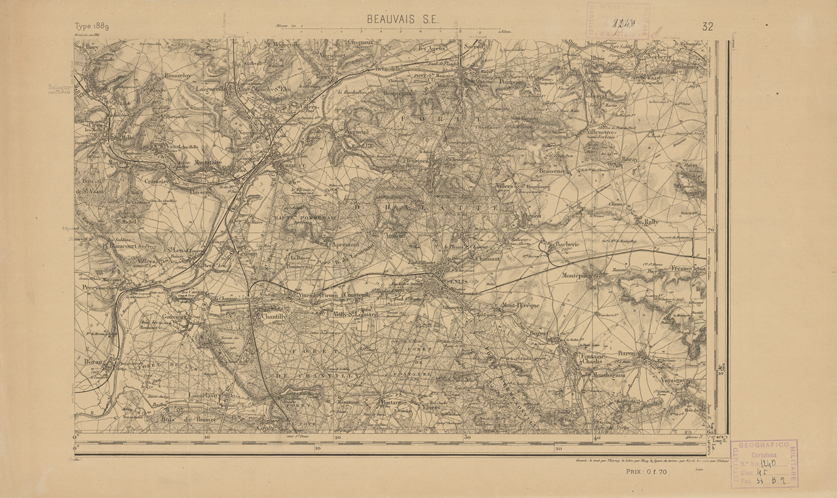 (N:22709) CARTE DE FRANCE - BEAUVAIS S.E. (B0019286) Carte e stampe antiche: riproduzione a colori su carta (formato A2)