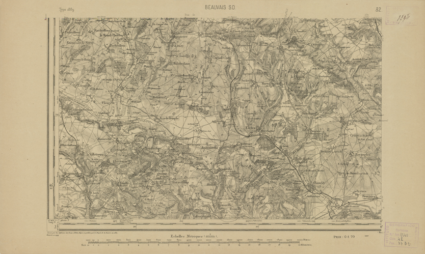 (N:22710) CARTE DE FRANCE - BEAUVAIS S.O. (B0019287) Carte e stampe antiche: riproduzione a colori su carta (formato A2)