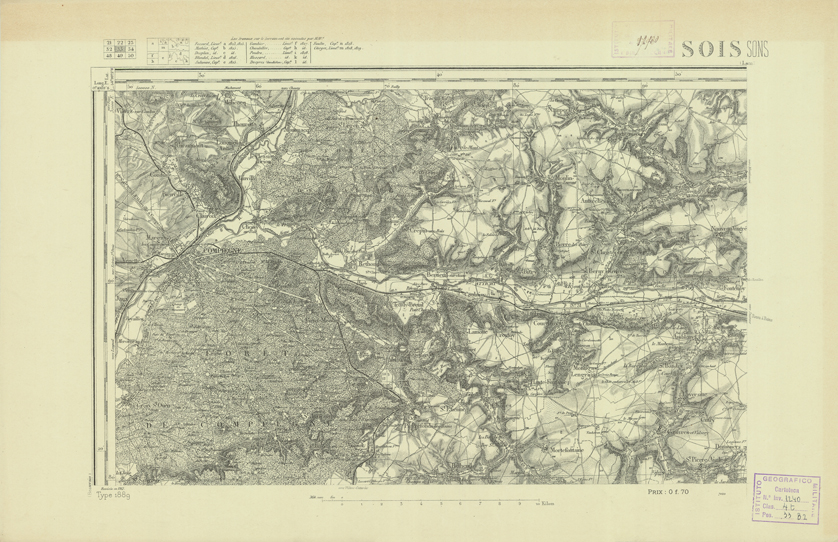 (N:22711) CARTE DE FRANCE - SOISSONS (B0019288) Carte e stampe antiche: riproduzione a colori su carta (formato A2)