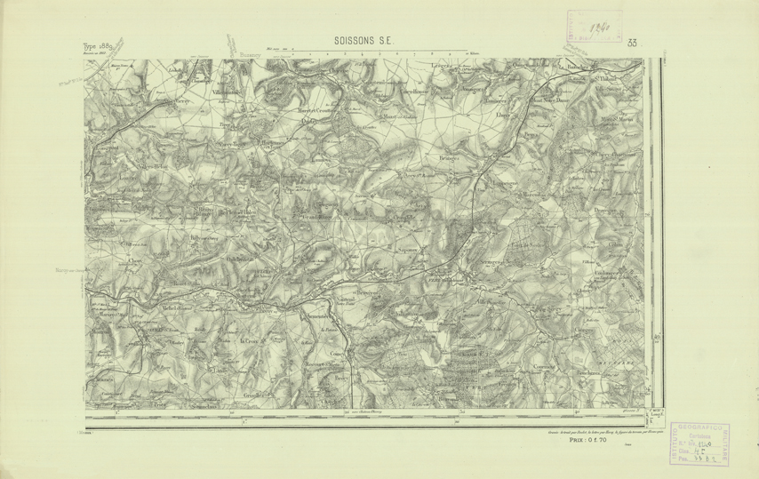 (N:22713) CARTE DE FRANCE - SOISSONS S.E. (B0019290) Carte e stampe antiche: riproduzione a colori su carta (formato A2)
