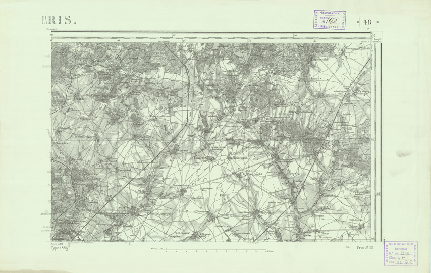 (N:22723) CARTE DE FRANCE - PARIS (B0019300) Carte e stampe antiche: riproduzione a colori su carta (formato A2)