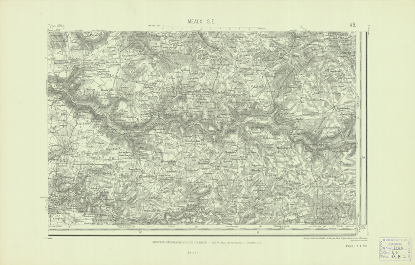 (N:22726) CARTE DE FRANCE - MEAUX S.E. (B0019303) Carte e stampe antiche: riproduzione a colori su carta (formato A2)