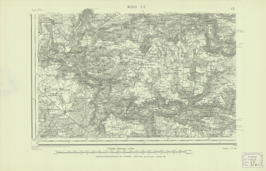 (N:22727) CARTE DE FRANCE - MEAUX S.O. (B0019304) Carte e stampe antiche: riproduzione a colori su carta (formato A2)