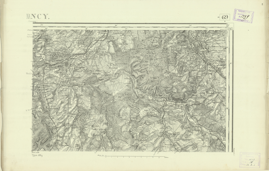 (N:22729) CARTE DE FRANCE - NANCY (B0019306) Carte e stampe antiche: riproduzione a colori su carta (formato A2)