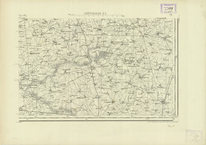 (N:22734) CARTE DE FRANCE - CHATEAUDUN S.E. (B0019311) Carte e stampe antiche: riproduzione a colori su carta (formato A2)