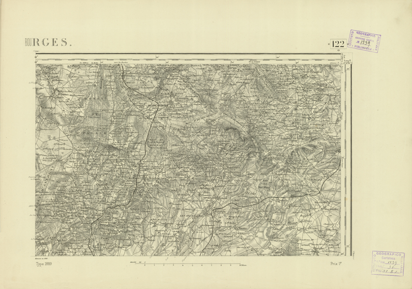 (N:22740) CARTE DE FRANCE - BOURGES (B0019317) Carte e stampe antiche: riproduzione a colori su carta (formato A2)