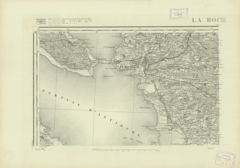 (N:22745) CARTE DE FRANCE - LA ROCHELLE (B0019322) Carte e stampe antiche: riproduzione a colori su carta (formato A2)